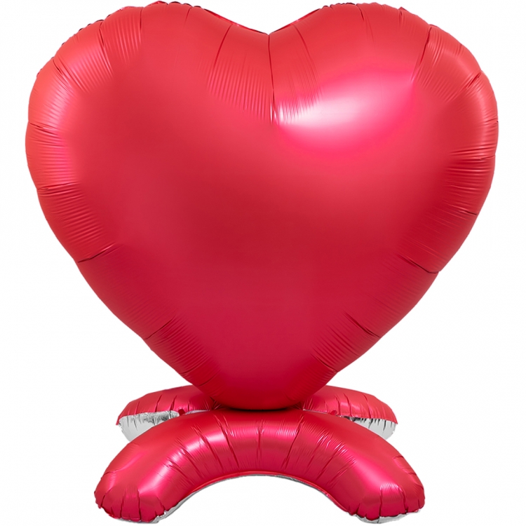 Шар 3D Сердце, на подставке, Красный, Сатин, (в упаковке)