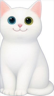 Открытка без надписи, котик белый