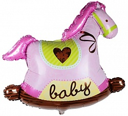 Шар Фигура, Лошадка качалка, Розовый