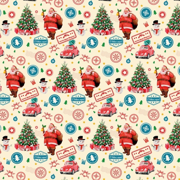 Бумага упаковочная "Почта Деда Мороза" / листы     