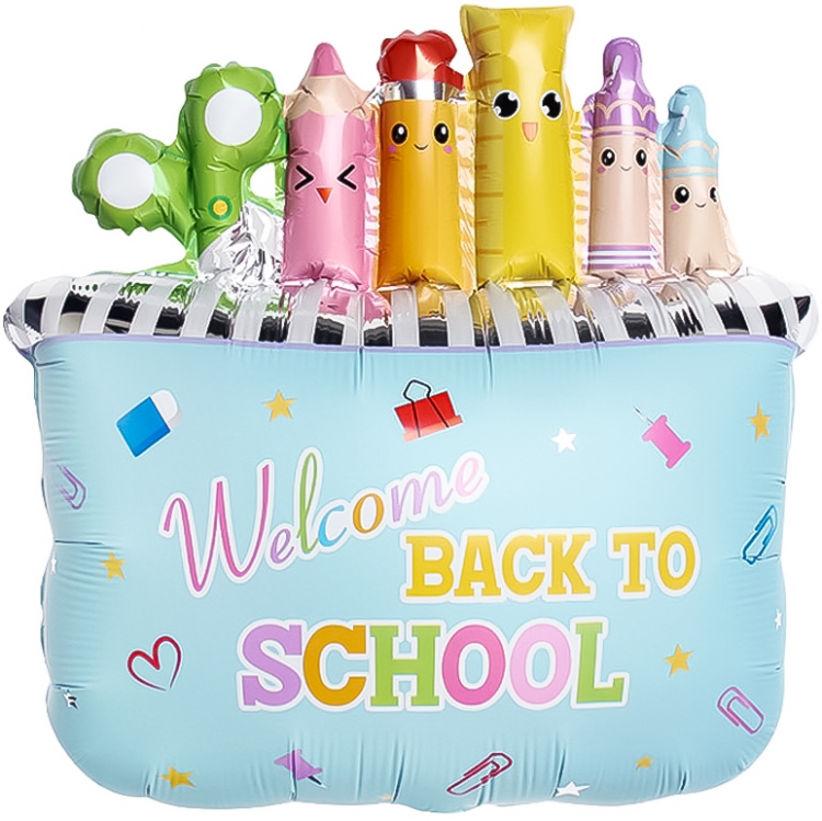 Шар Фигура, Школьный пенал, Голубой, Сатин